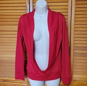 Red Open Sweater Top Cardigan